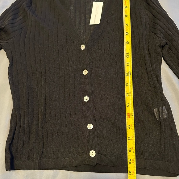 V-Neck Sheer Ribbed Cardigan - Picture 7 of 9